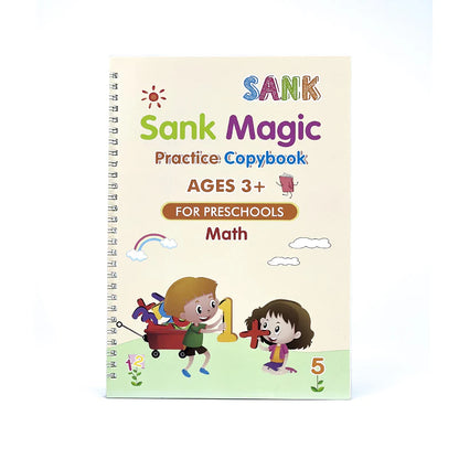 4Pcs Sank Magic Practice Copybook Pen Preschools Kids Calligraphy English Verison Free Wiping Children Reusable Writing Book