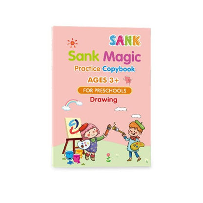 4Pcs Sank Magic Practice Copybook Pen Preschools Kids Calligraphy English Verison Free Wiping Children Reusable Writing Book